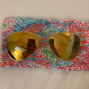 Lilly Pulitzer Gold Aviator Sunglasses